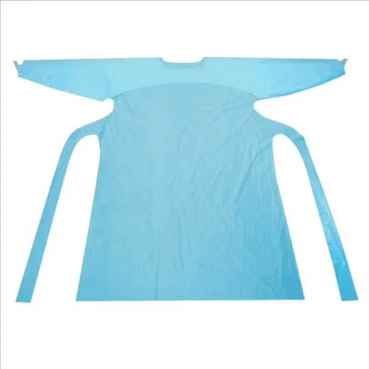 Wholesale Price CPE Over-The-Head Isolation Gown Disposable Open-Blue Affordable Price Isolation Gown