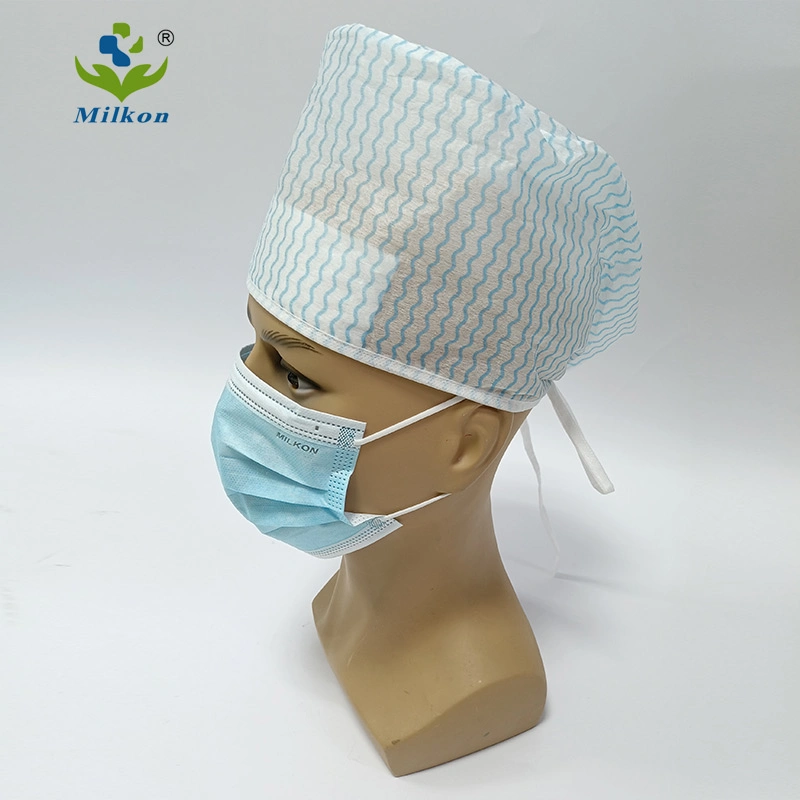 Disposable Non Woven Double Elastic White Round Cap / Hair Cap / Surgical Cap / Mob Cap / Medical Clip Cap