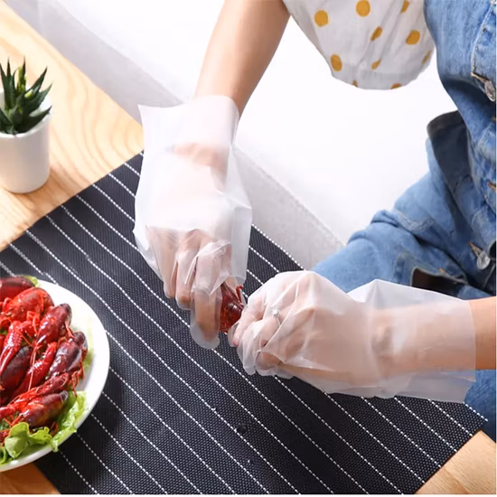 고성능 일회용 장갑 TPE CPE 식품 서비스 장갑 액체 증명 라텍스 프리 방수 투명 흰색 파란색 장갑